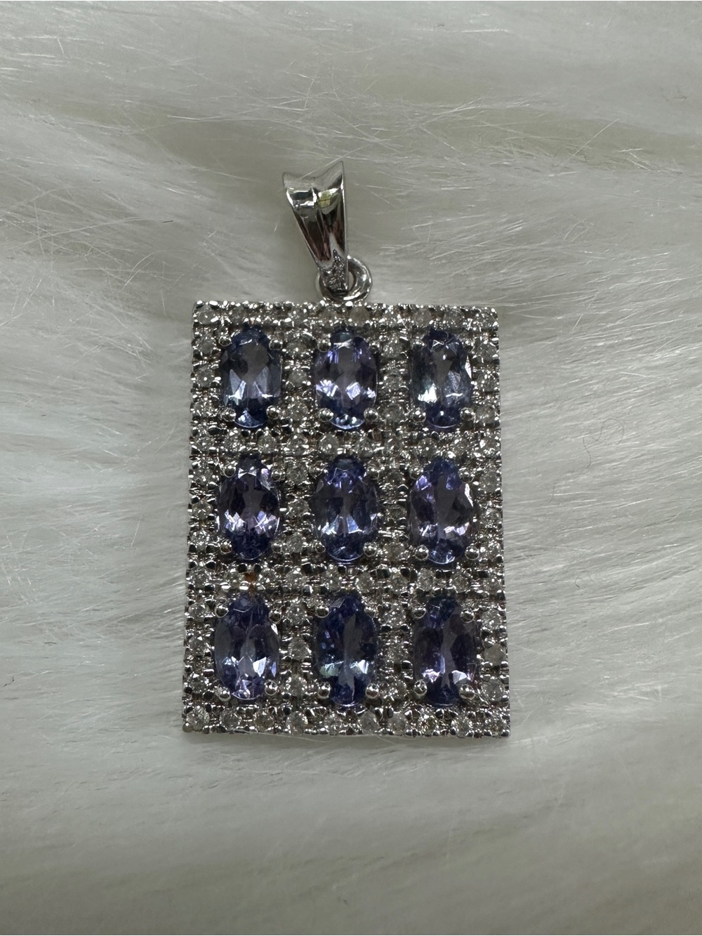 14K White Gold Tanzanite and Diamond Pendant
